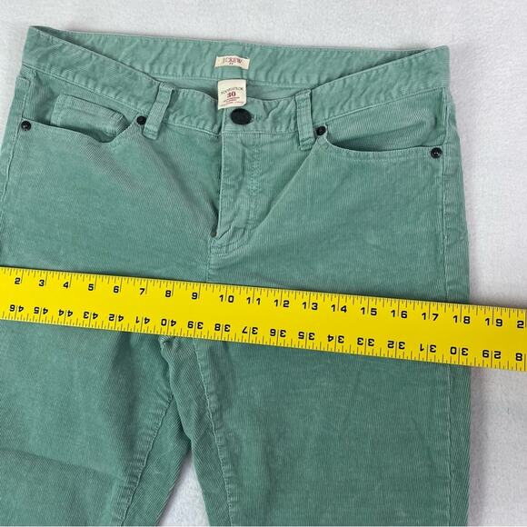 J. Crew Jeans Corduroy Pants Womens Size 30 Soft Green Toothpick Zip Hems - Picture 6 of 11